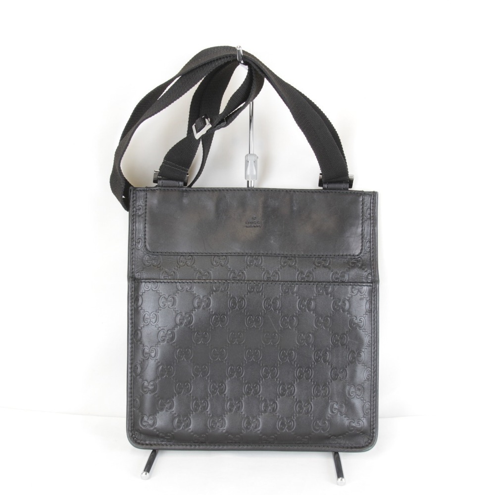 GUCCI Shoulder Bag Black Shima Leather